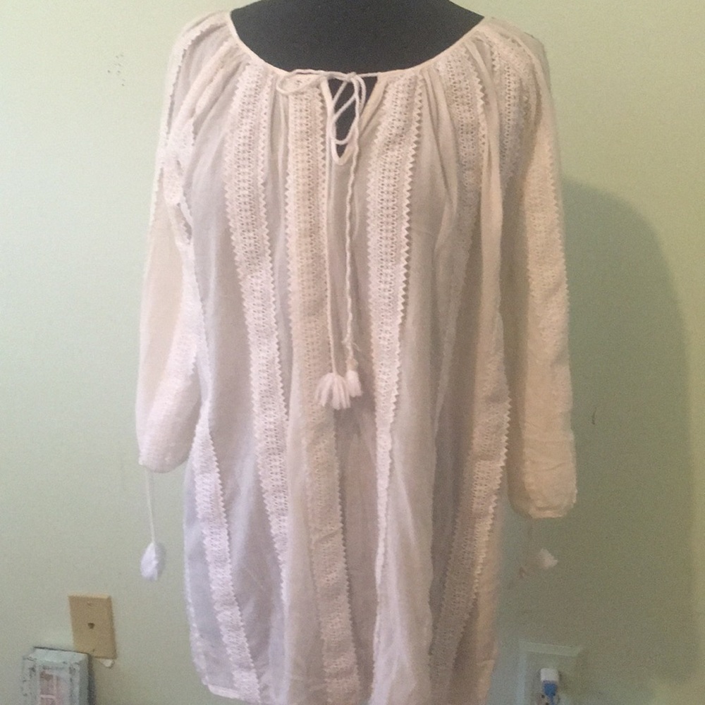 J. Crew White Lace-Trim Swim Coverup
